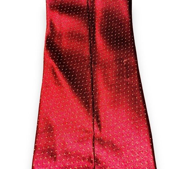 Dolcepunta Red & White Polkadot Handmade in Italy Silk Tie - Picture 3 of 7